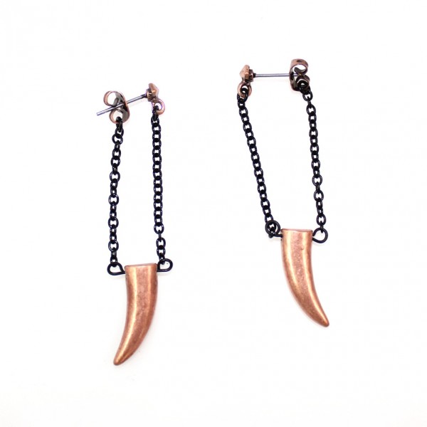 Rose Tusk Mixed Metal Gunmetal Chain Statement Earrings